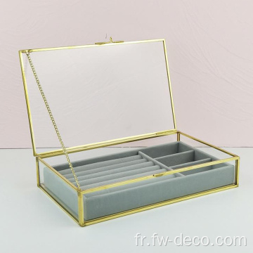 Organisateur en verre Clear Velvet Jewelry Stockage